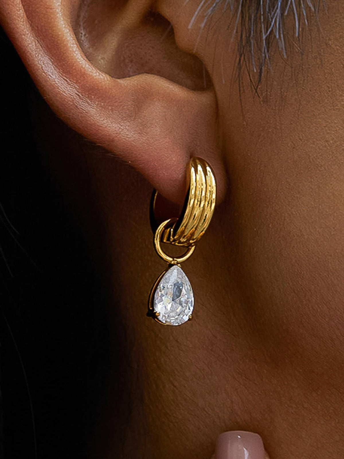 Gold Teardrop Mismatch Earrings