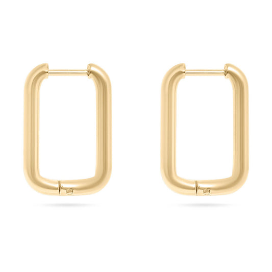 Rounded Rectangle Everyday Huggie Earrings