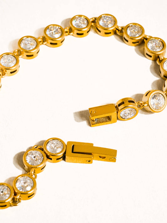 Flânerie Gold Round Rhinestone Bracelet