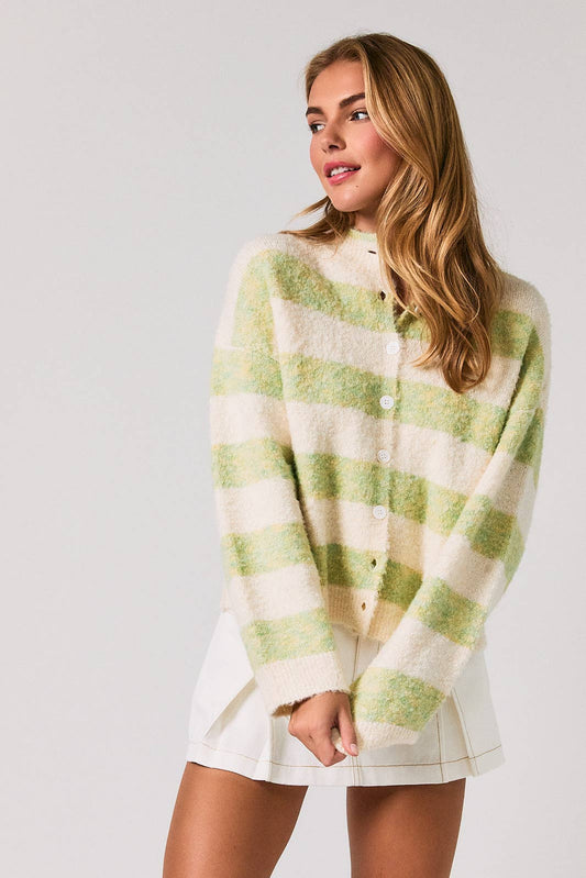 Le Lis High Neck Striped Cardigan