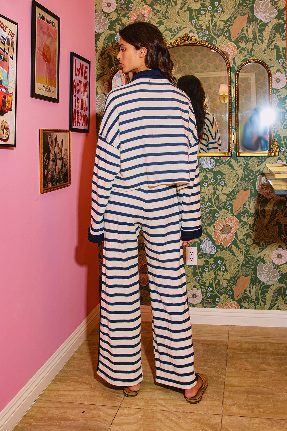 Bucket List Striped Drawstring Pants