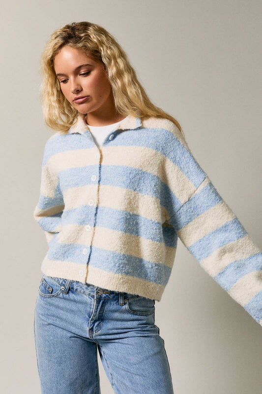 Le Lis High Neck Striped Cardigan