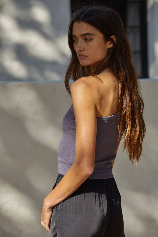 By Together One Shoulder Ribbed Tank