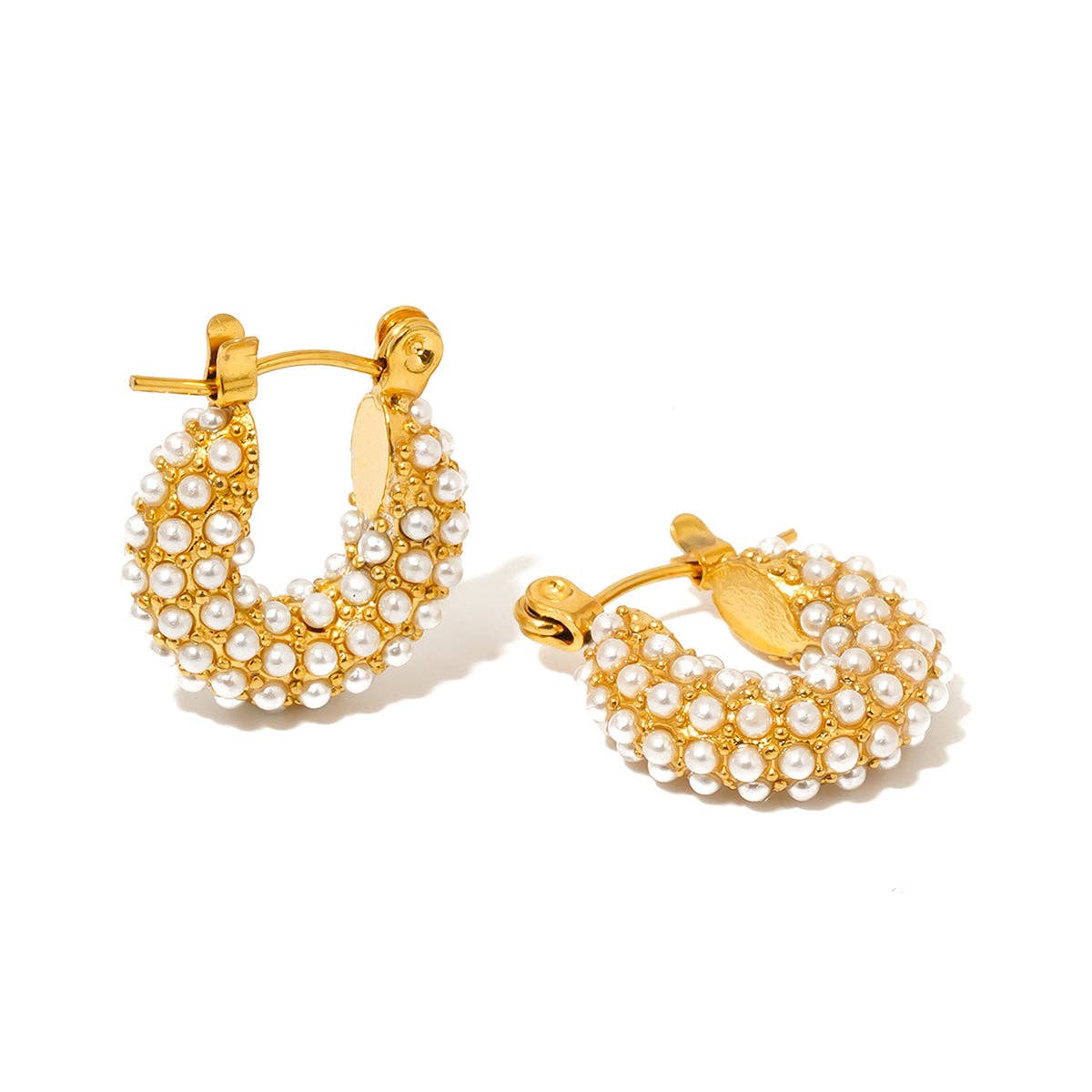 Pretty Simple Hailey Huggie Pearl Earrings
