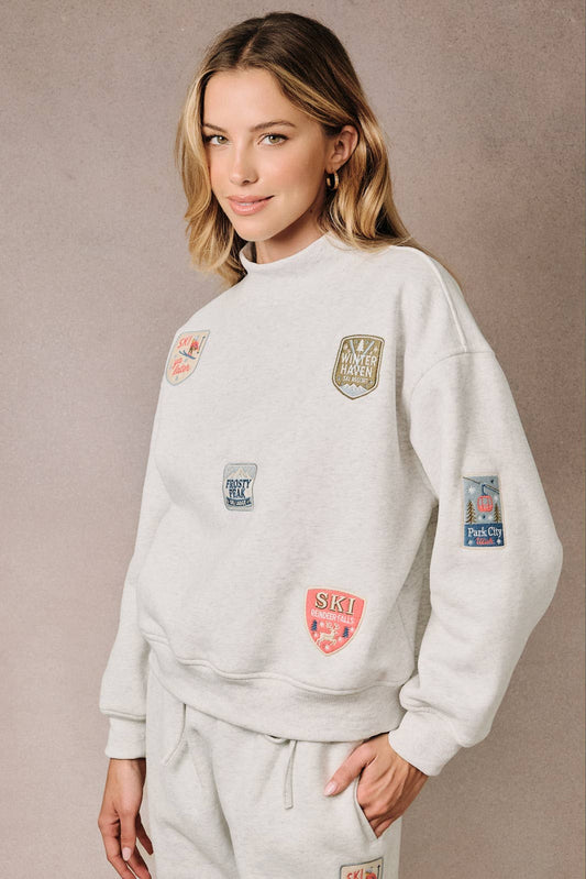 Ski Patches Mock Neck Sweatshirt
