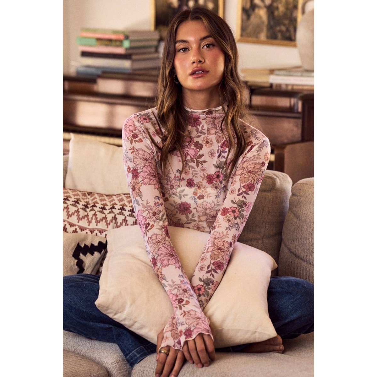 So Me Floral Mesh Top
