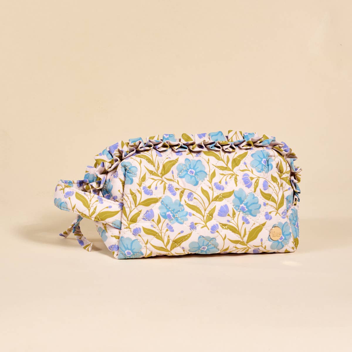 The Darling Effect Essentials Quilted Cosmetic Pouch Poppin' Petals Aqua