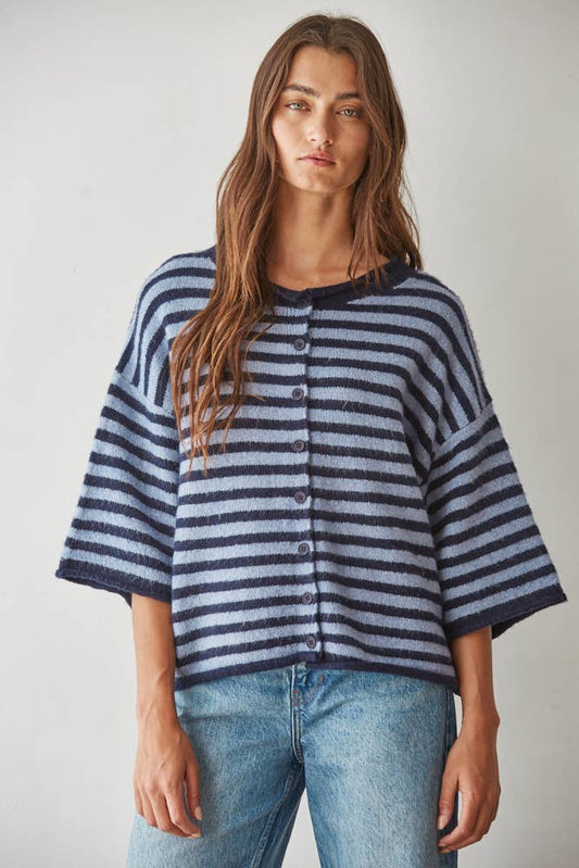 Knit Quarter Sleeve Striped Sweater