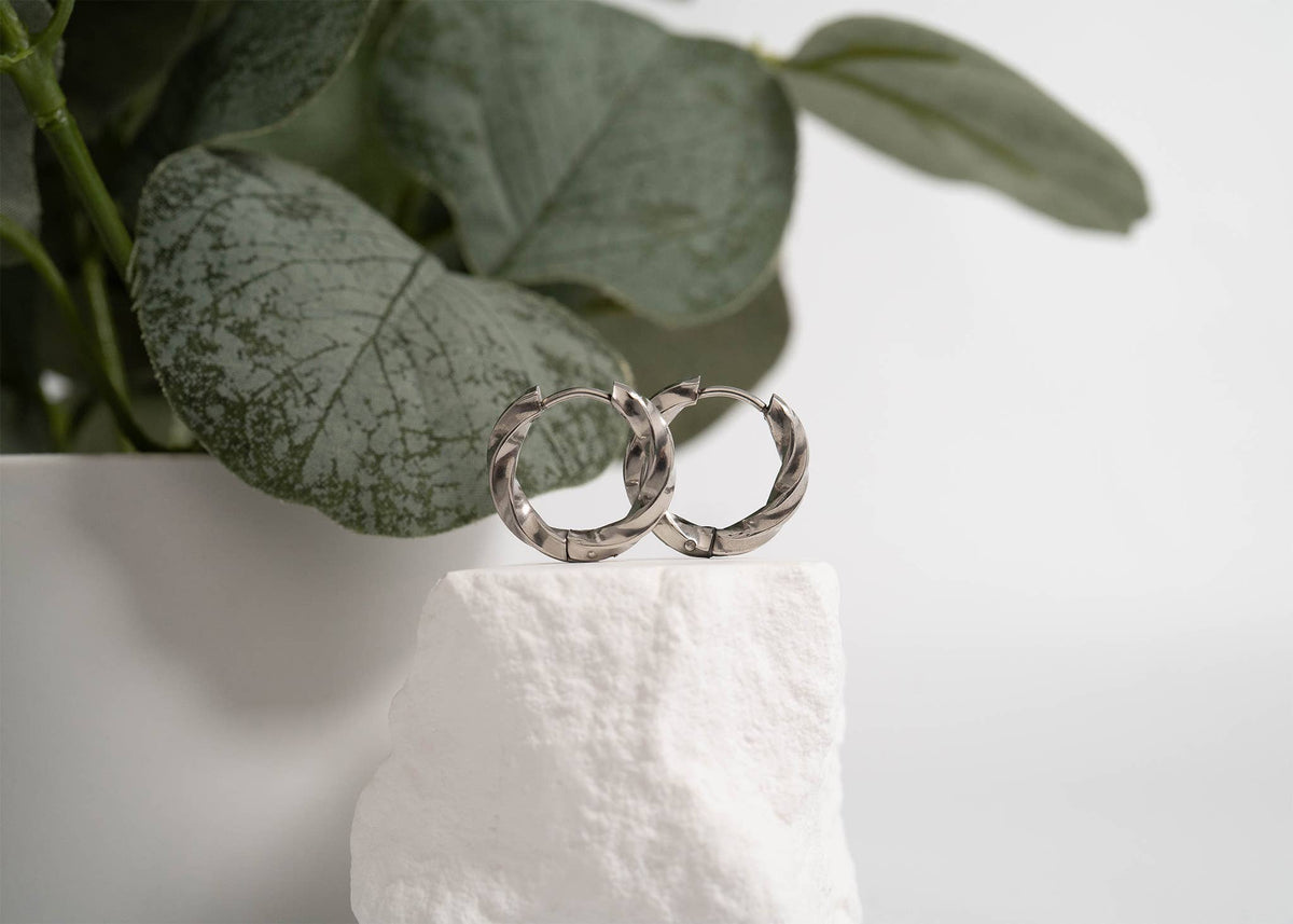 Textured Twisted Huggie Hoop Earrings