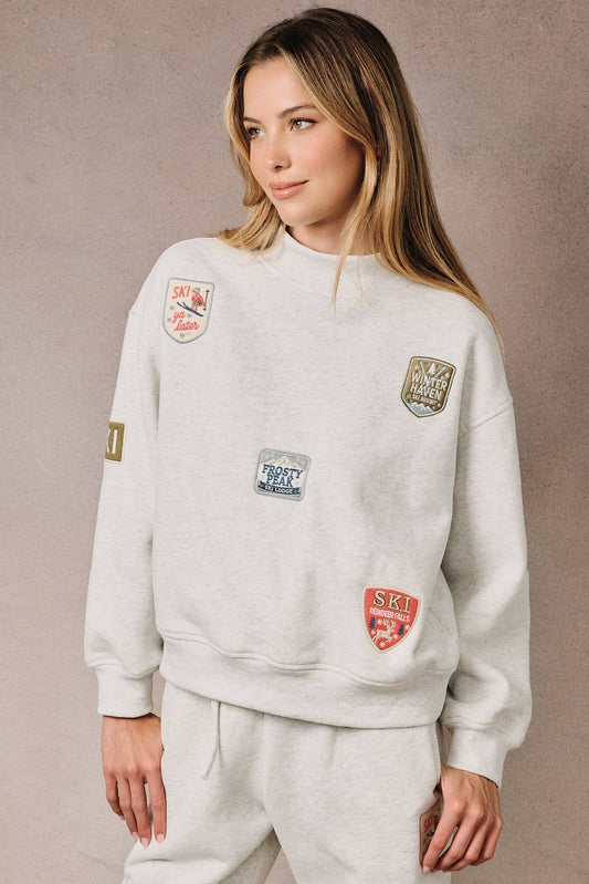 Ski Patches Mock Neck Sweatshirt