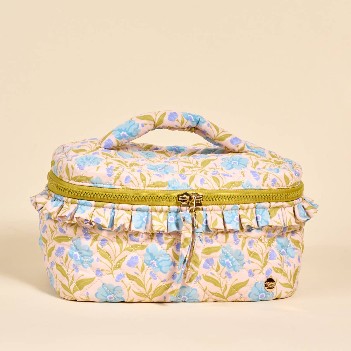The Darling Effect Glam & Go Quilted Cosmetic Bag Poppin' Petals Aqua
