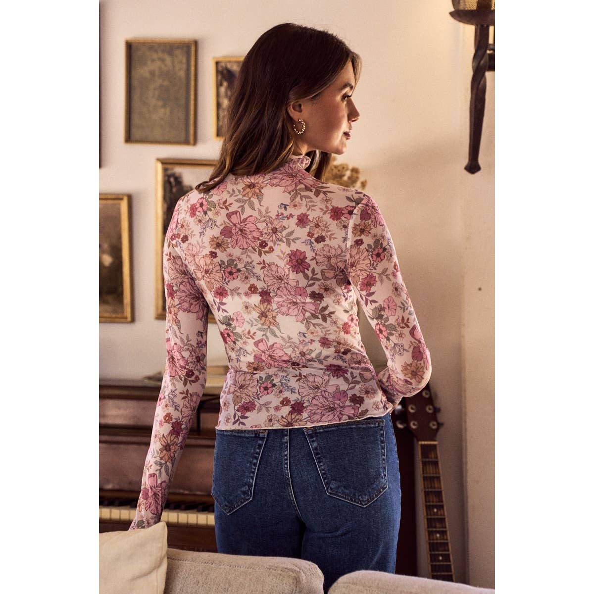 So Me Floral Mesh Top