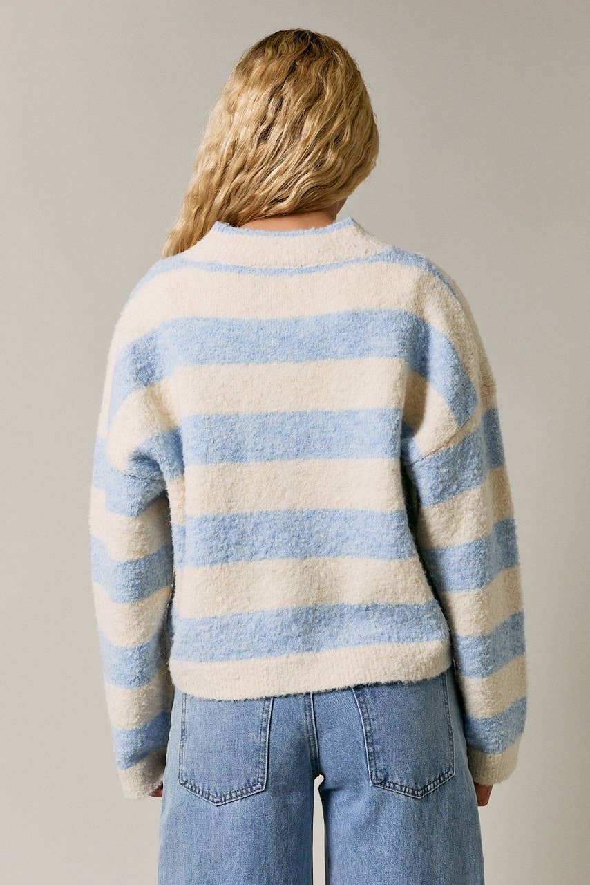 Le Lis High Neck Striped Cardigan