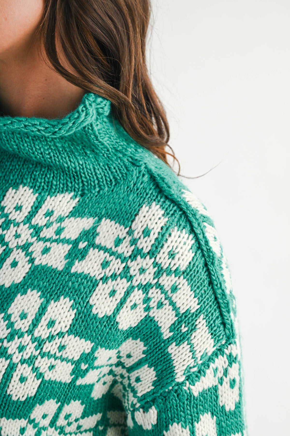 Floral Fair Isle Mock Neck Sweater