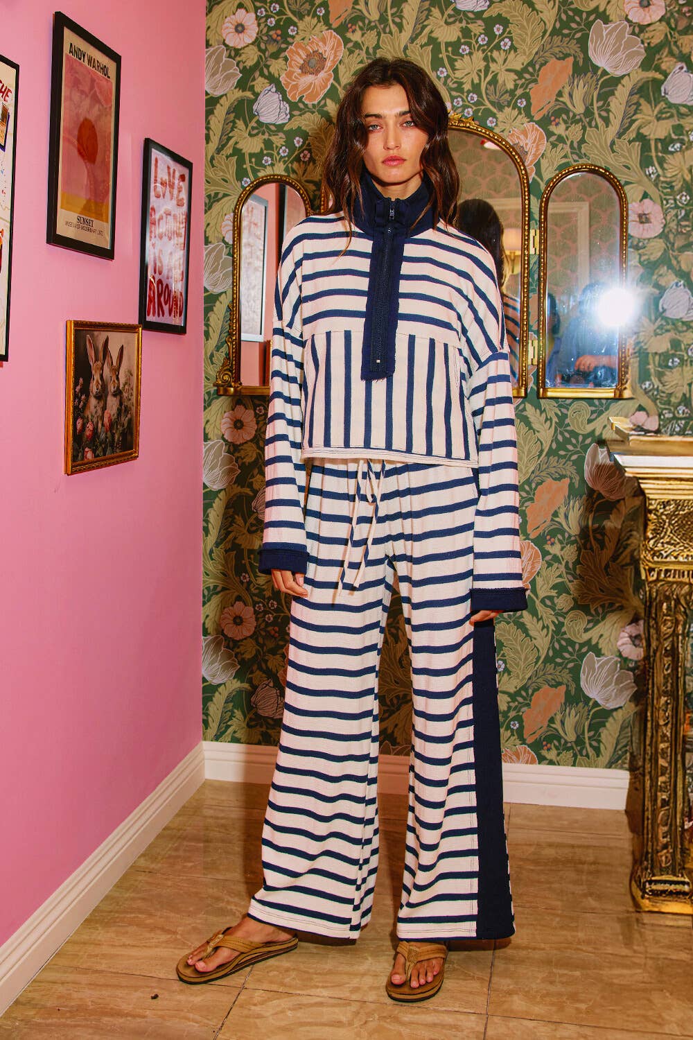 Bucket List Striped Drawstring Pants