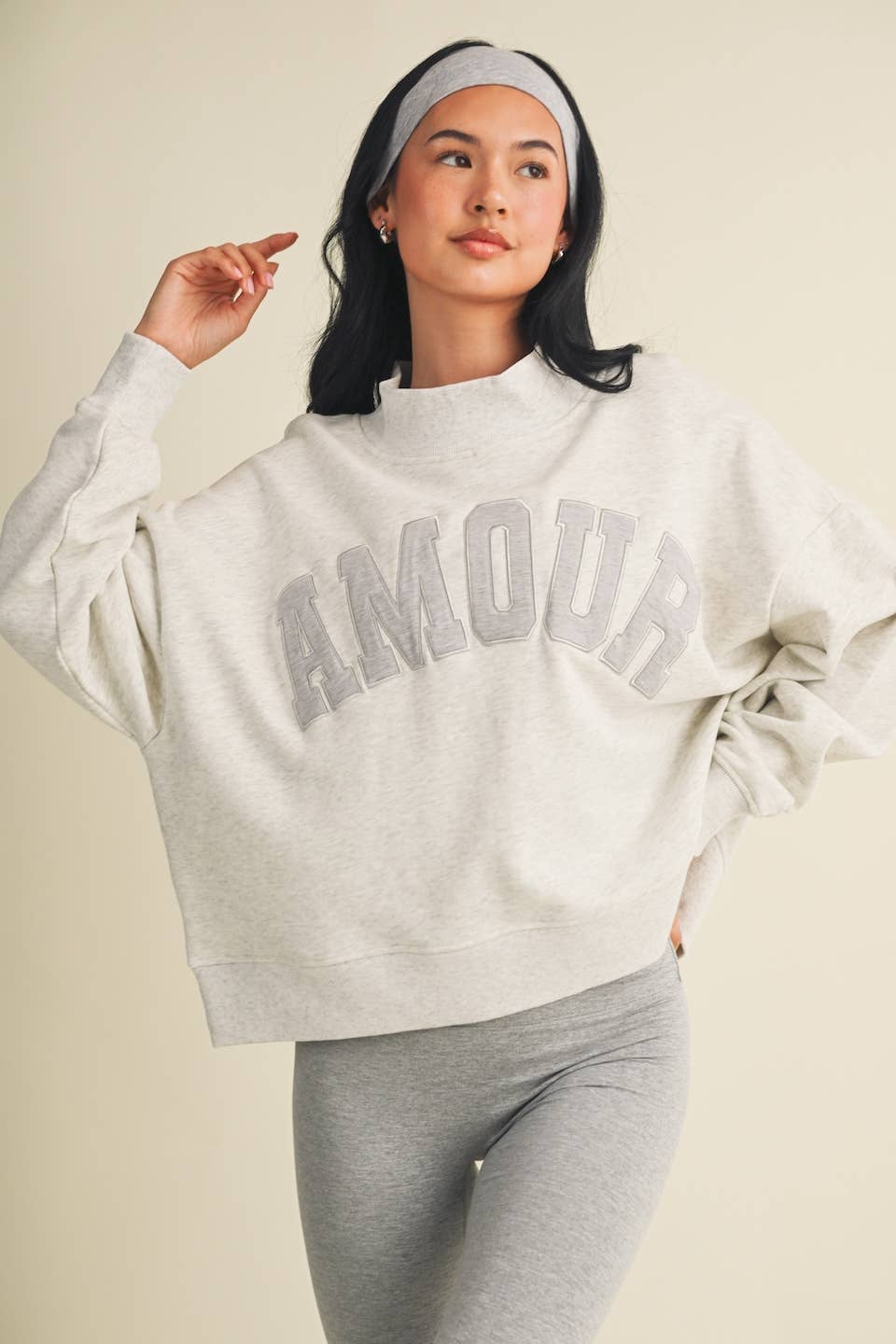 Glowie Amour Oversized Mock Neck Sweatshirt