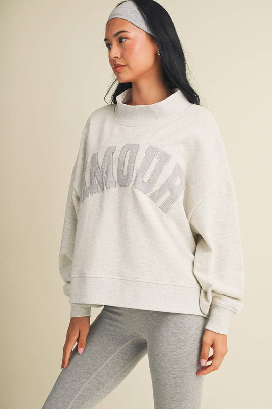 Glowie Amour Oversized Mock Neck Sweatshirt