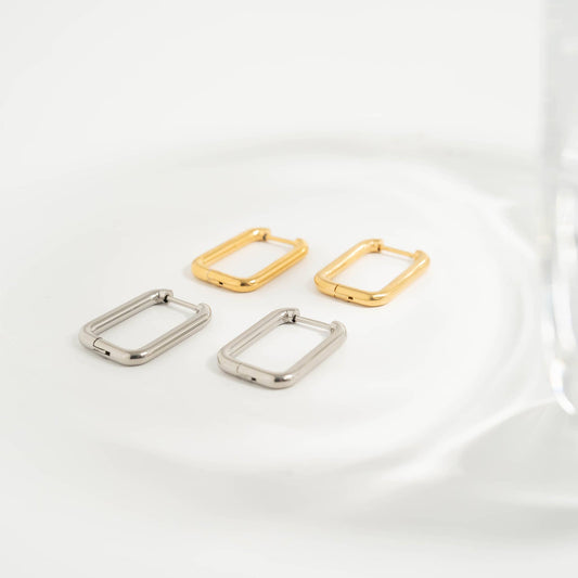 Rounded Rectangle Everyday Huggie Earrings