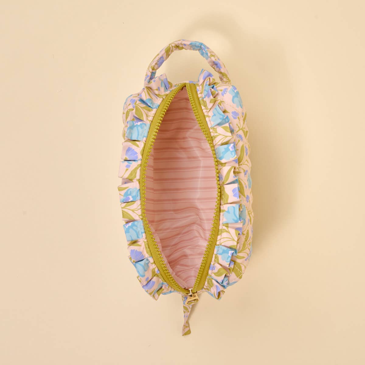 The Darling Effect Essentials Quilted Cosmetic Pouch Poppin' Petals Aqua