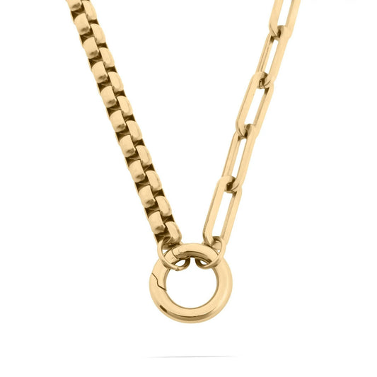 Gold Box Paperclip Charm Holder Necklace