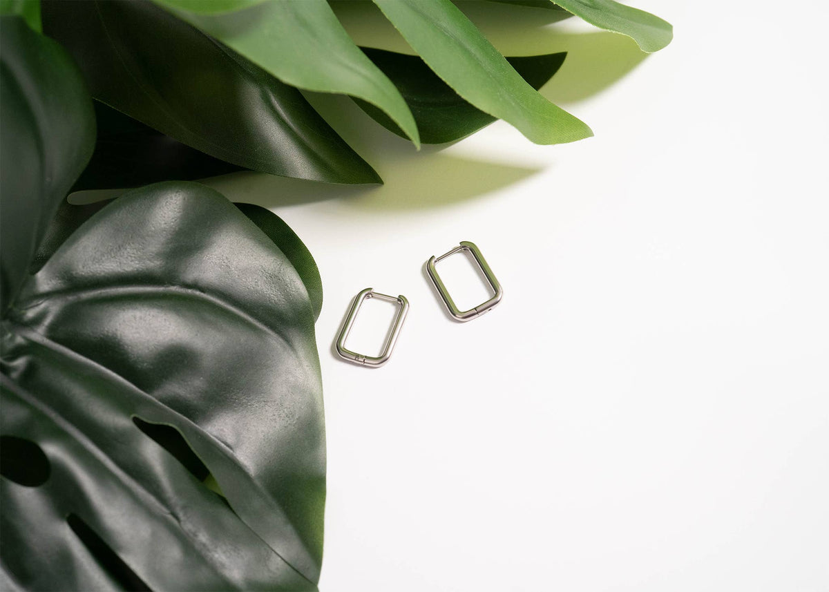 Rounded Rectangle Everyday Huggie Earrings
