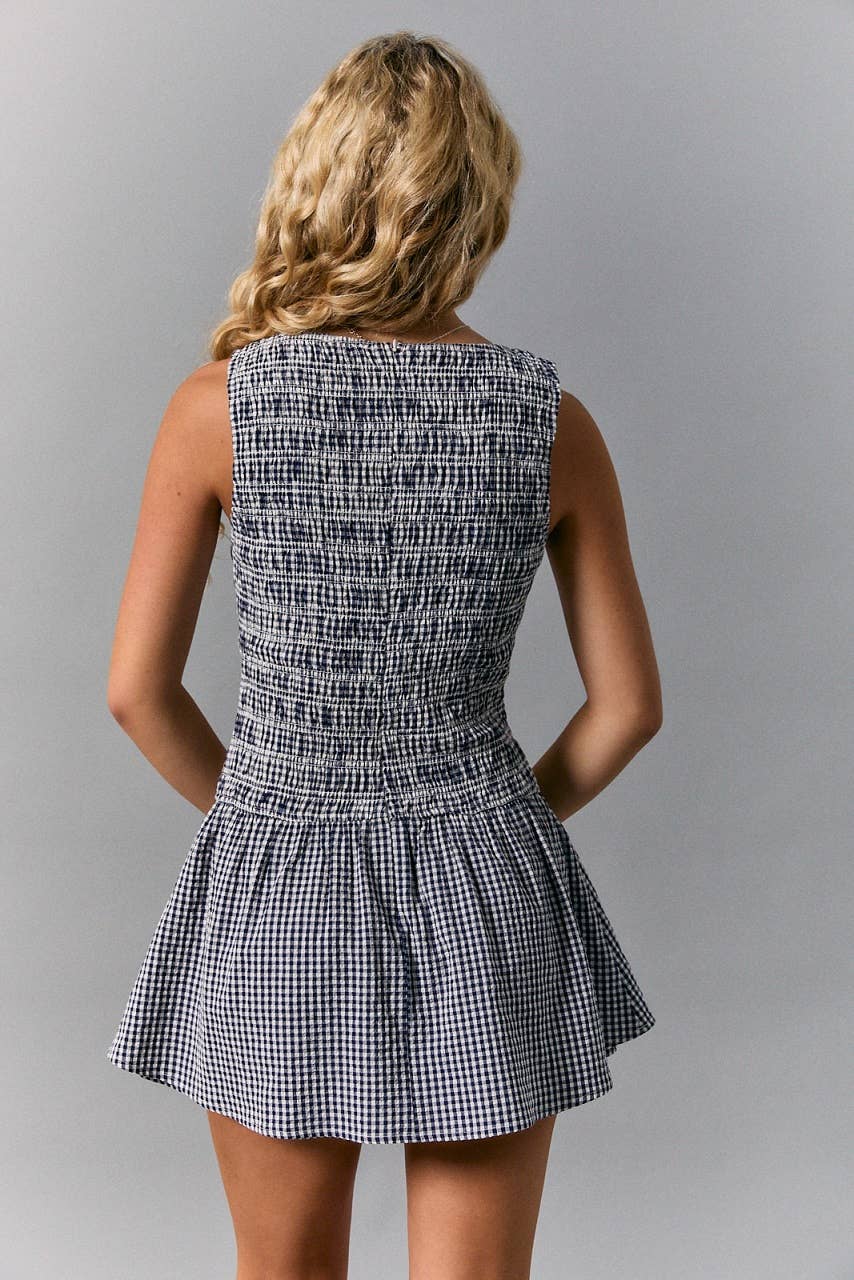 Le Lis Navy Gingham Romper