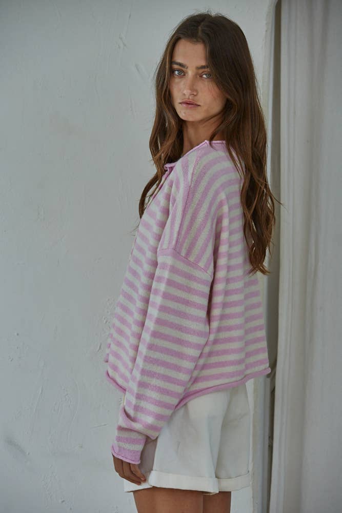 By Together Pink Striped Sweater