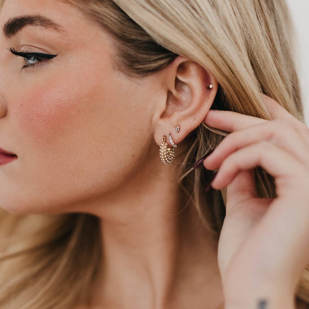 Pretty Simple Hailey Huggie Pearl Earrings