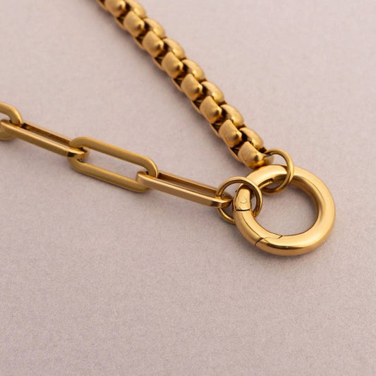 Gold Box Paperclip Charm Holder Necklace