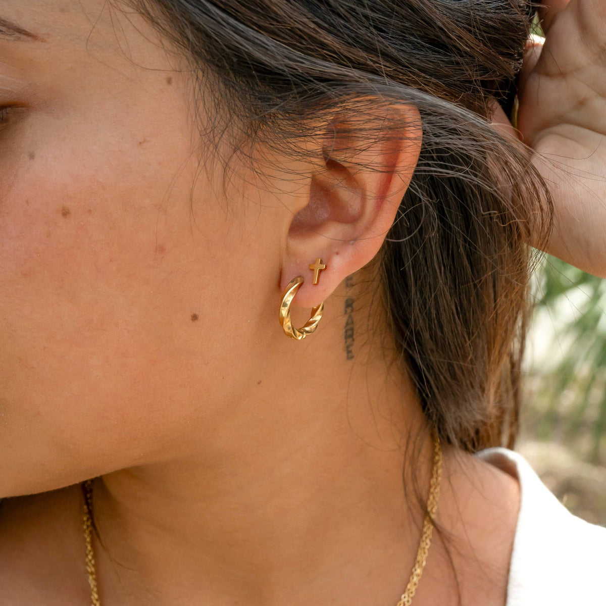 Textured Twisted Huggie Hoop Earrings