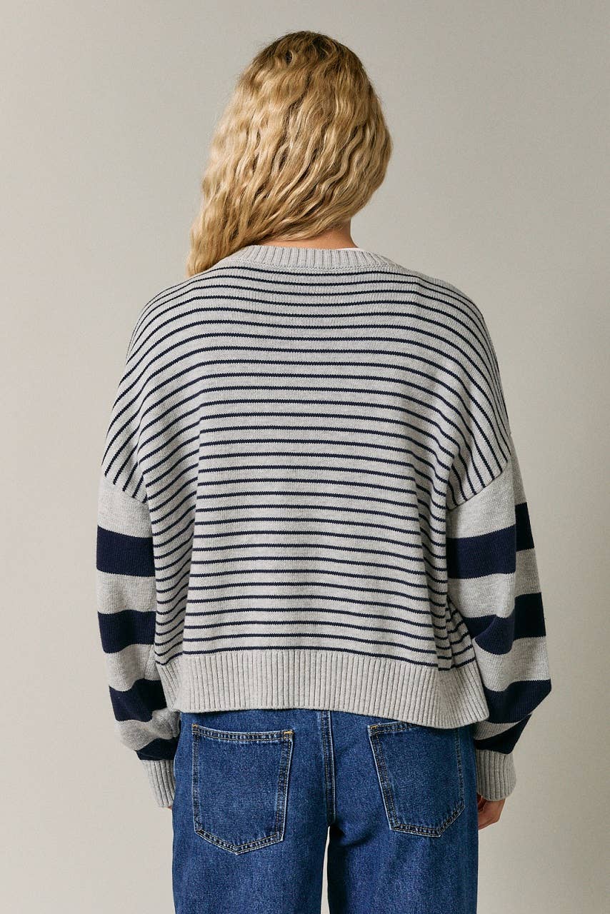 Open Front Striped Cardigan