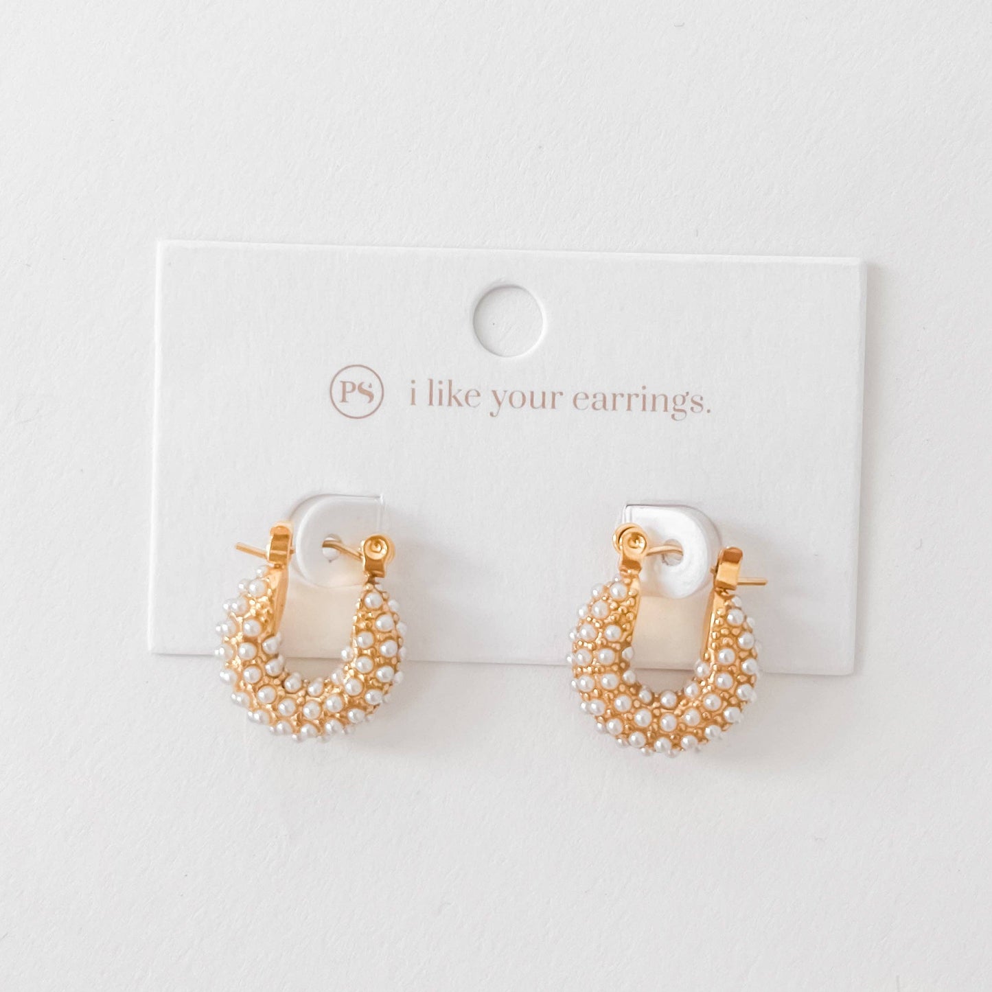 Pretty Simple Hailey Huggie Pearl Earrings