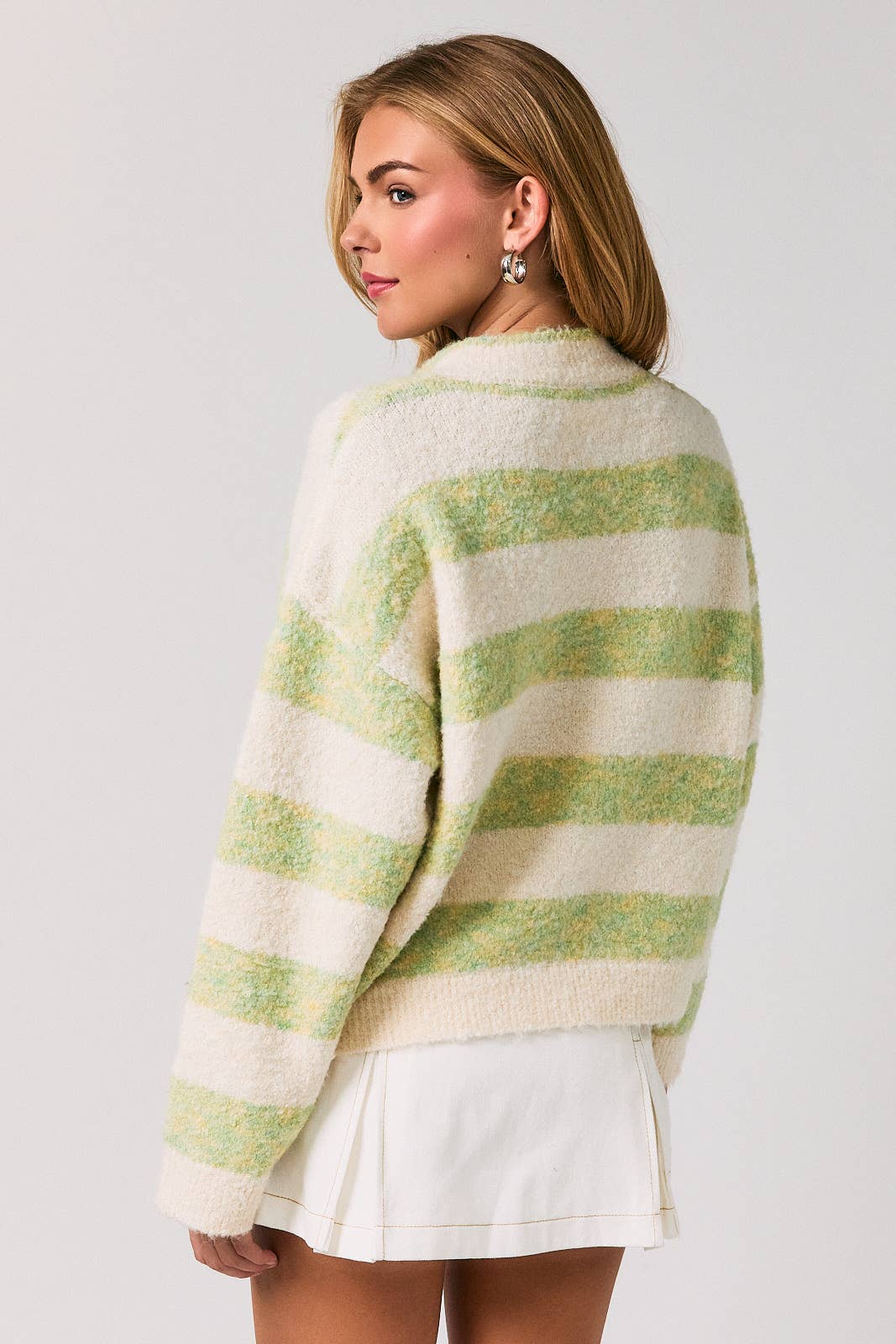 Le Lis High Neck Striped Cardigan
